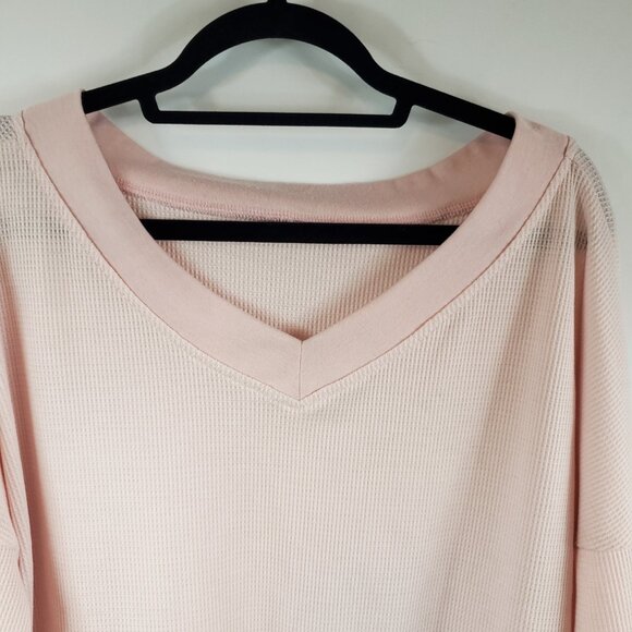 Womens Light Pink Lng Slv Wide V Neck Thermal Insulation Sweater Sz 2XL - Picture 5 of 10